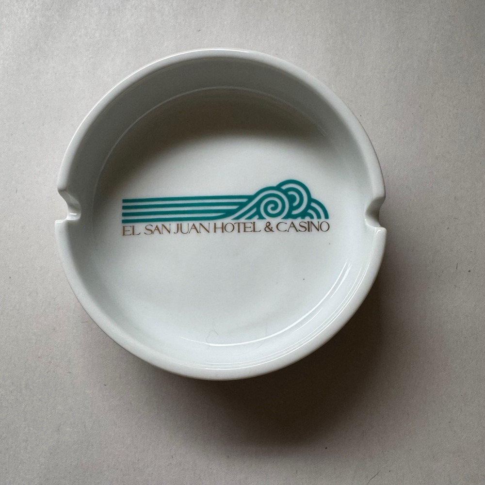 Vintage El San Juan Hotel & Casino Ashtray White Ceramic Abco Trading Japan